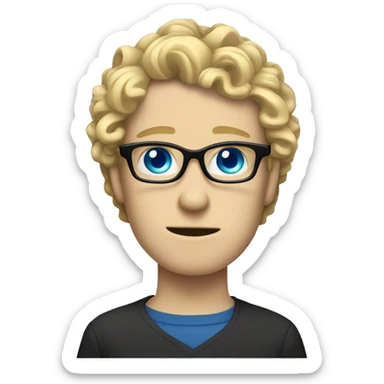 long curly blonde hair white guy with blue eyes and glasses who is emo sticker