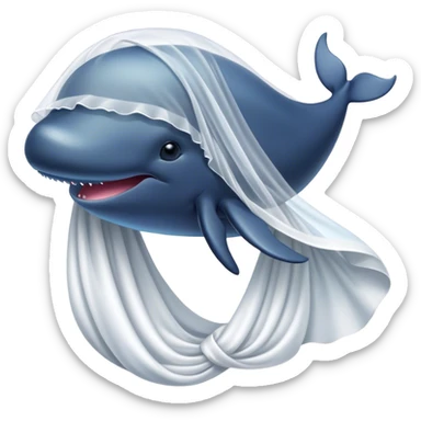 A whale wearing a wedding veil  sticker
