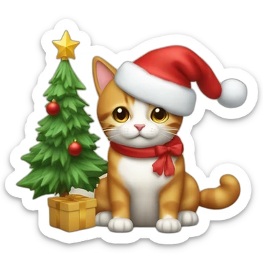 Un sapin de noël avec un chat dedan sticker