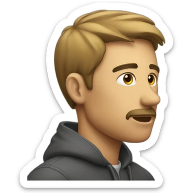 a man listening a sound sticker