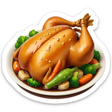 chicken vegetables soy sauce on top  sticker