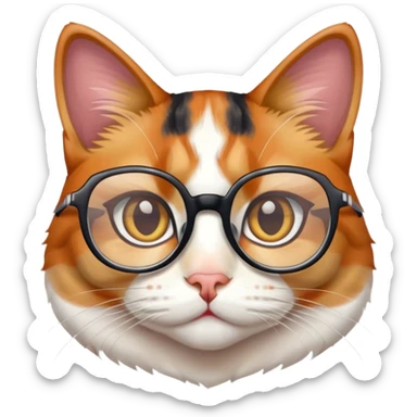 Calico cat with glasses sticker