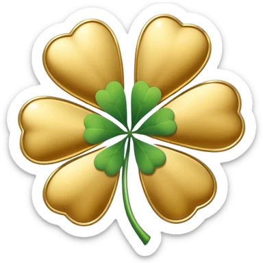 Gold outline and white four leaf clover emoji  sticker