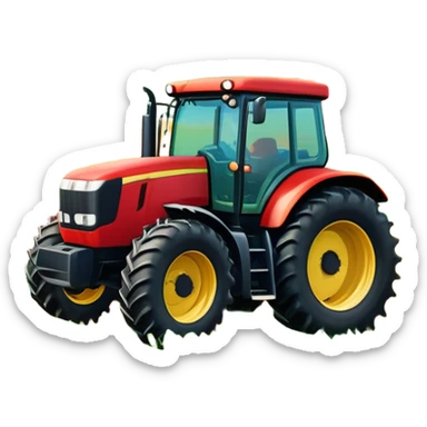 An icon showing close-up tractor in a colorful rural landscape, inspired by Farming Simulator 22. The design features vibrant fields, barns, and crops under a bright sky, with tractors working the land. The peaceful and immersive farming environment is highlighted with a transparent background sticker
