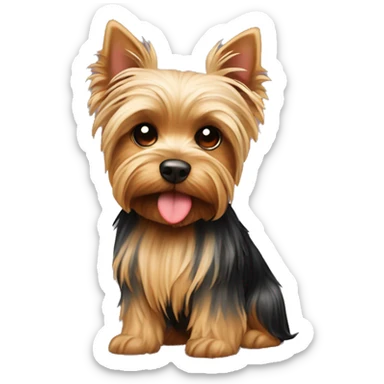 Yorkshire terrier in an embrace with a heart sticker