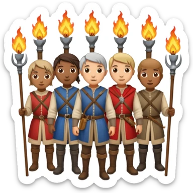 les villageois qui certains ont des fourches + torches (pas des fourches enflammer!) sapé en moyen age sticker