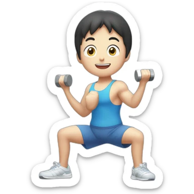 Doraemon workout at gym sticker