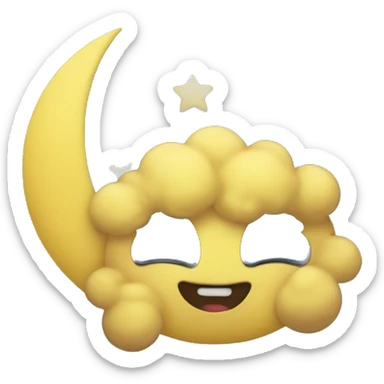 Yellow moon sleeping on a blue cloud sticker