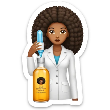 Serum Bottle hair growth oil. Label has black woman with long afro hair. sticker