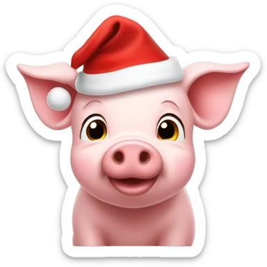 Piglet wearing santa hat  sticker