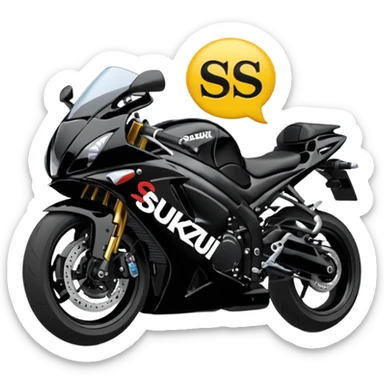 large 'Sakqu' lettering on top, with a Suzuki GSXR 1000 motorcycle below, both clear and distinct, emoji style sticker