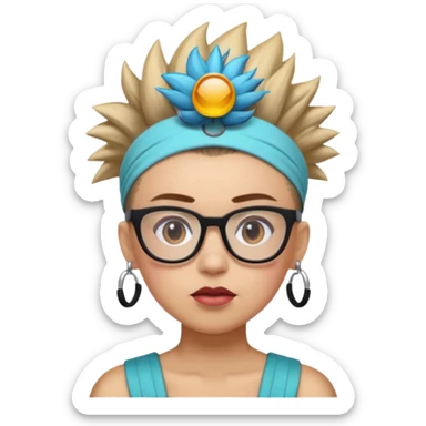 extreme mohawk person face headband glassess lots of makeup sticker