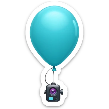 A balloon with a thermal camera effect, cyan color sticker
