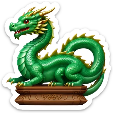 A dragon statue in the style of ancient China made of jade sticker