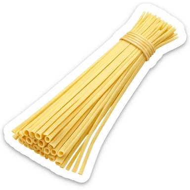 dry spaghetti, bundle, fanned out, pale yellow, straight, smooth, clean lines, 3D clean style, transparent background, optimized for emoji size sticker