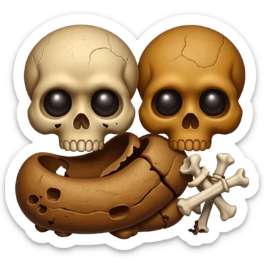 ((poop emoji))with bones and 3 skulls sticker