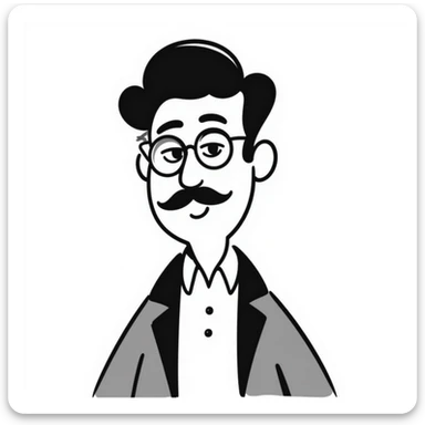 A man with a monocle, black and white sticker
