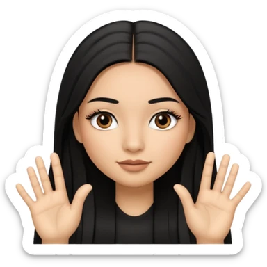 latina girl with straight long hair thats black memoji with nail no lipstick thats a baddie with lashes with 5 fingers sticker
