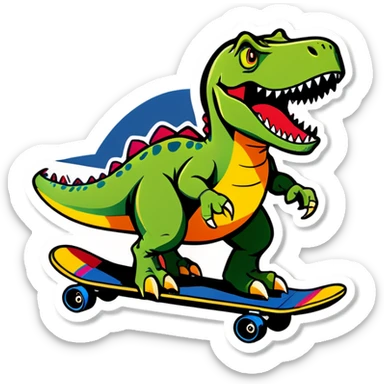dinosaur on a skateboard sticker