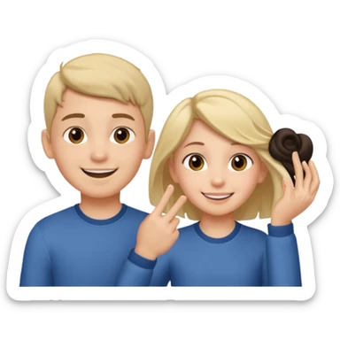 a boy putting a girls hair behind her ear gesture sticker