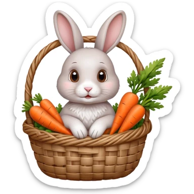 rabbit with carrot in basket sticker