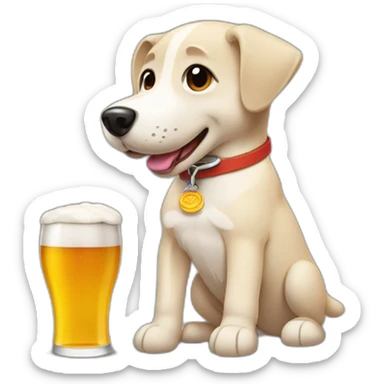 un perrito bebiendo cerveza sticker