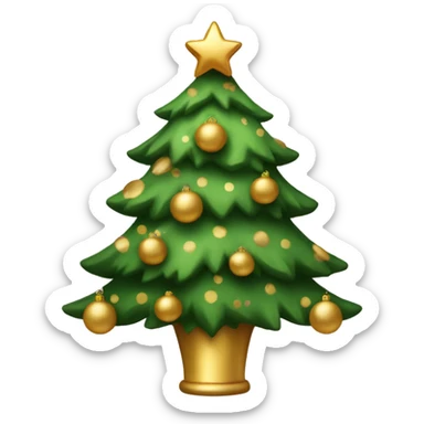 Christmas tree with gold and brown decoration  sticker