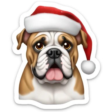 English bulldog with christmas hat sticker