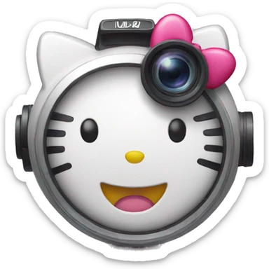 hello kitty face only holding a video camera sticker