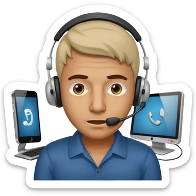 mean looking phone scammer in sketchy call center from pakistan working our of filthy bedroom sticker