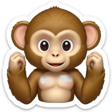 Monkey Showing his waist using both hands keeping the hand above the thighs  sticker