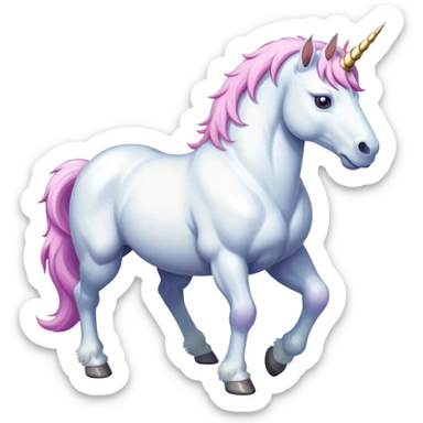 A heavily muscular and thick-built unicorn. sticker