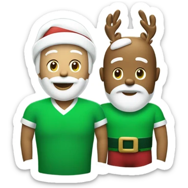 Santa and Rudolph wearing a green t-shirt with the words ‘Greenwich Health’ written in white letters  sticker