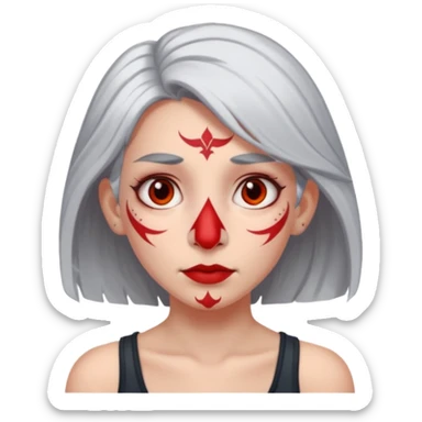white-gray haired heavy red tattooed big nose young girl sticker