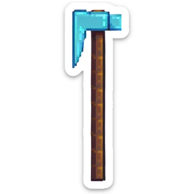 blocky minimal square pixel art Minecraft pickaxe, very simple shapes sticker