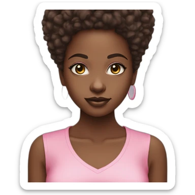African girl short afro black eyes pink shirt sticker