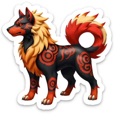 Shiny Exotic Gothic Houndoom-Arcanine-Pokémon-Fakémon-hybrid-creature sticker