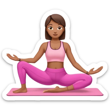 medium-skinned woman doing Pilates in pink sportswear sticker