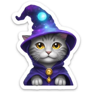 cosmic cat wizard  sticker