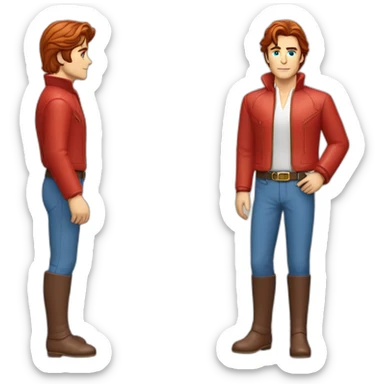 Alain delon rainbow space outfit blue eyes red hair full body sticker