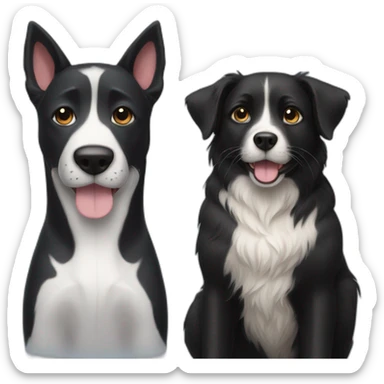 happy black dog next to calico cat sticker