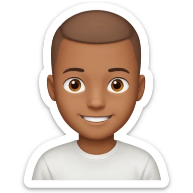 boy with Brown Buzz cut and brown eyes wear white t-shirt  sticker