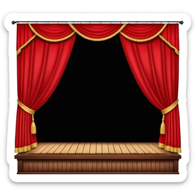 theater, red curtains , wooden stage sticker