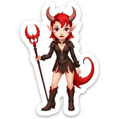 I need a female devil wearing leather boots emoji sticker