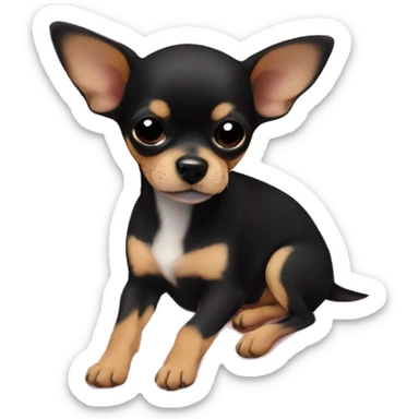 black & tan chihuahua puppy sleeping with a pink blanket  sticker
