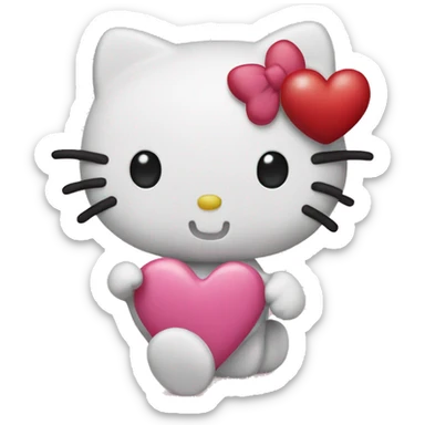 hello kitty with heart sticker