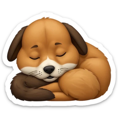 sleeping dog with black snout and brown body  sticker