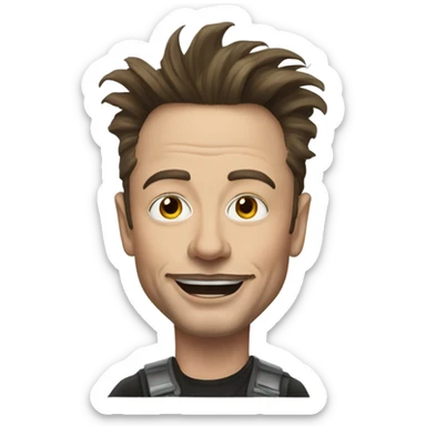 Elon musk with trips hair, while also wearing clown makeup sticker