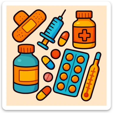 colorful playful medical supplies sticker