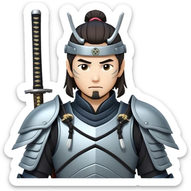 male tech nomad samurai with cybernetic armor and katana sticker